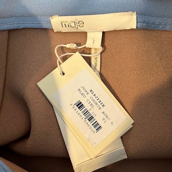 Maje “Jizie” Sky blue bee Embellished crepe mini skirt 1/US S - Picture 6 of 7